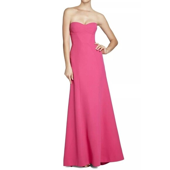 BCBG MaxAzria 'Surrey' ~ Pink Crepe Strapless Bustier Formal Gown 4 - Picture 1 of 16